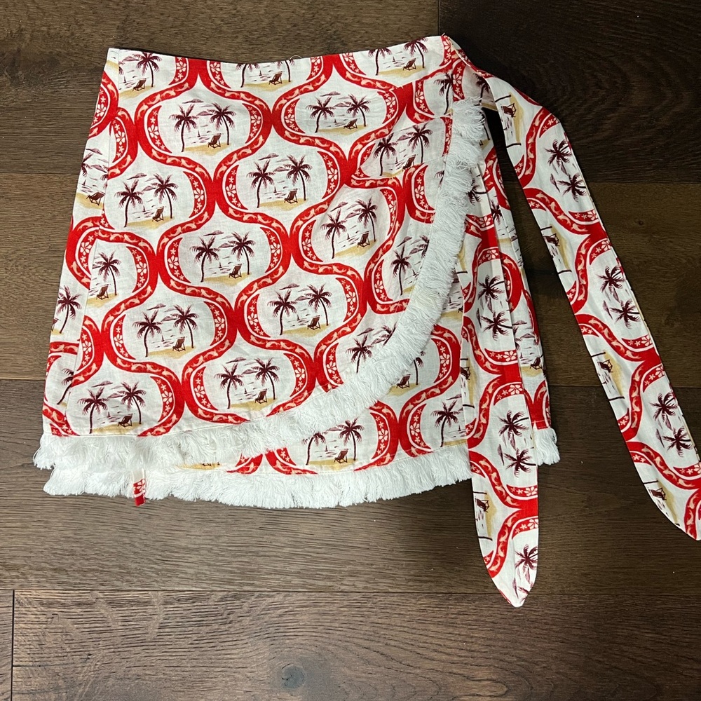 FARM Rio Red and White Mini Skirt